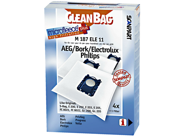 Bolsas de aspirador - Scanpart M187 ELE 11 compatible con aspiradores Electrolux, Pack de 4 unidades