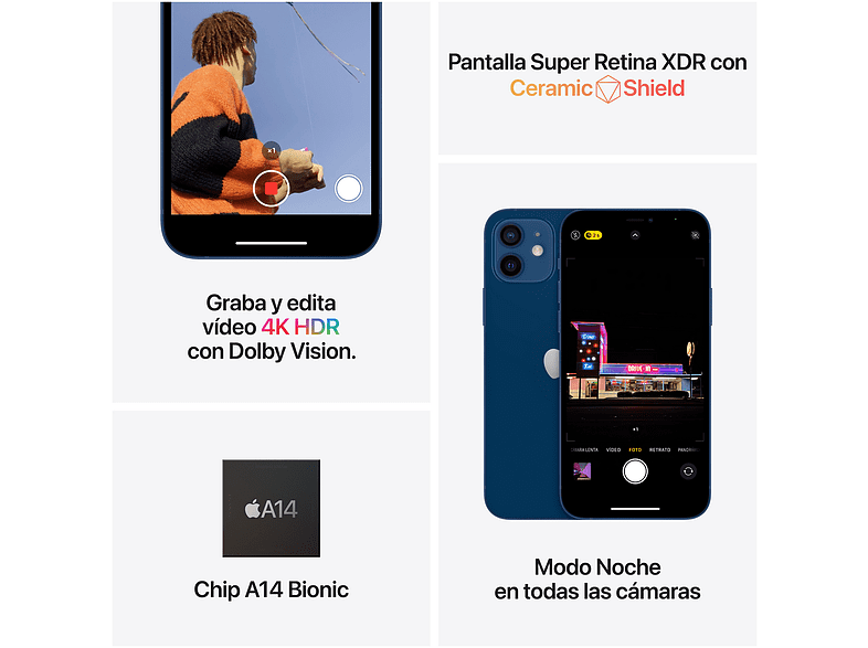 Apple iPhone 12, Verde, 128 GB, 5G, 6.1 OLED Super Retina XDR, Chip A14 Bionic, iOS