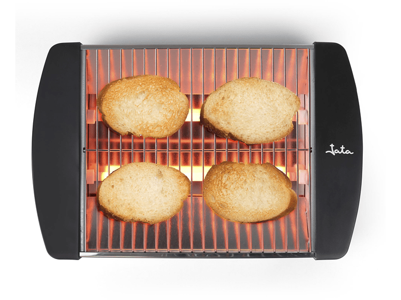 Tostadora - Jata JETT1587, 400 W, Plana, Bandeja recogemigas, 2 barras de cuarzo, Plata