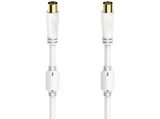 Cable coaxial - Hama 00205246, 100 dB, 9.5 mm, 1.5 m, Dorado, Triple blindaje, Blanco