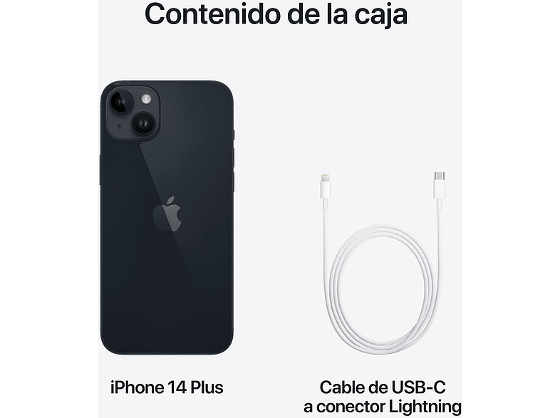Apple iPhone 14 Plus, Medianoche, 512GB, 5G, 6.7  Pantalla Super Retina XDR, Chip A15 Bionic, iOS
