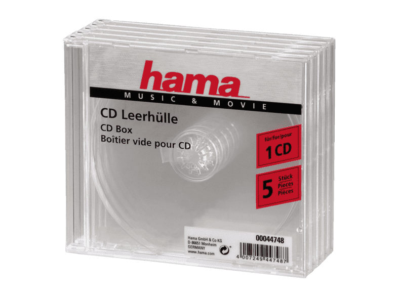 Hama CD/CD-ROM sleeves, clear, 5 pack 1discos Transparente