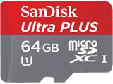 Tarjeta de memoria - WD SanDisk Ultra Plus, Micro SDXC, 64 GB, 130 MB/s, Gris