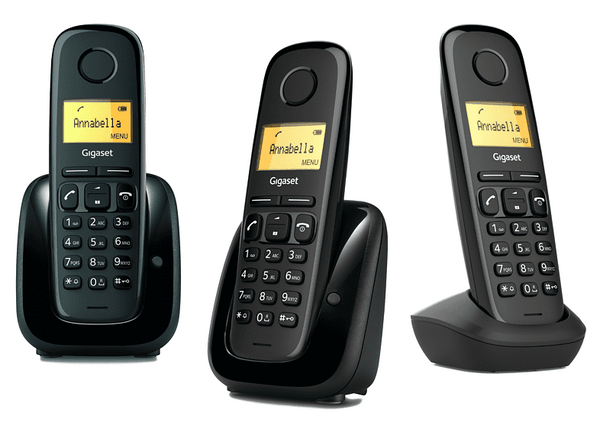 Teléfono - Gigaset A180, Trio, Pantalla 1.5", 50 contactos, Identificador llamadas, Rellamada, Negro