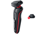 Afeitadora - Braun Series 5 51-R1200s, 3 Cuchillas, EasyClick, EasyClean,SensoFlex, Wet & Dry, Accesorio para corte de pelo, Rojo