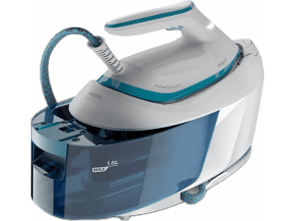 Centro de planchado - Philips PSG6022/20, 2400 W, Depósito de 1,8 L, 6.5 bares, SteamGlide Plus, Blanco/Azul