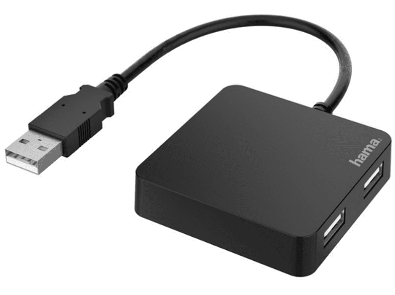 Hub USB/Concentrador - Hama 00200121, 4x Puertos USB, USB 2.0, 480 Mbps, Negro