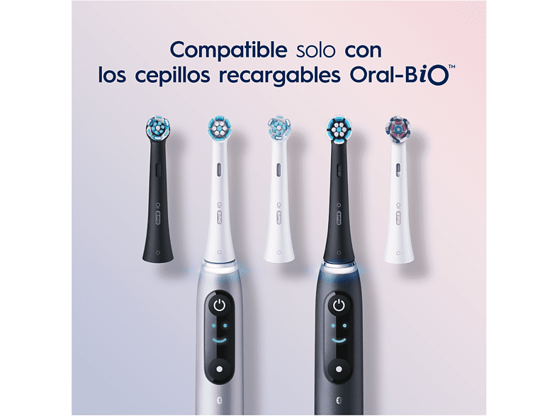 Recambio para cepillo dental - Oral-B iO Gentle Care, Pack De 2 Unidades, Negro
