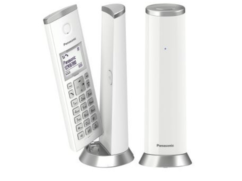 Teléfono - Panasonic KX-TGK212SP, Inalámbrico, Duo, ECO, 40 tonos, Bloqueo de llamadas, Agenda 50 num, Blanco