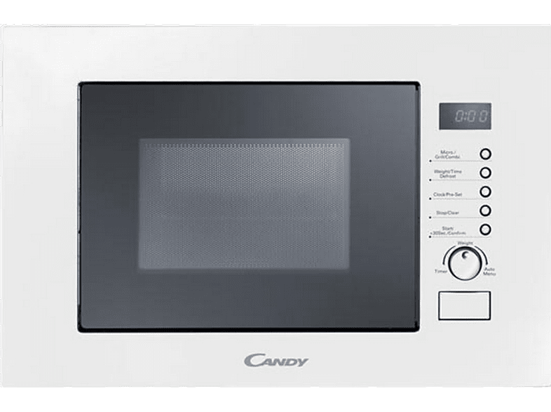 Microondas integrable - Candy MIC20GDFB, Grill, 1000W, 8 niveles, Descongelación, 20l, Plato giratorio 24.5cm, Blanco