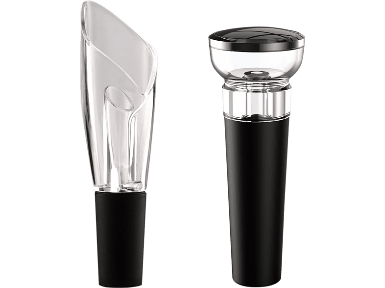 Set accesorios de vino - Haier HAWGKIT02, Aireador y vertedor, Tapón de vacío, Negro