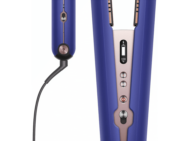 Plancha de pelo - Dyson Corrale Q4 Gifting 2022, Placas flexibles, Con o Sin cable, Edición Especial, Bolsa de viaje, 210°C, Azul Índigo/ Rosa