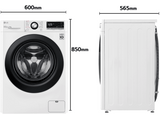 Lavadora carga frontal - LG F4WV3509S6W, AI Direct Drive™, Autodosificador de detergente, 9 kg, 1400 rpm, 14 programas, Blanca