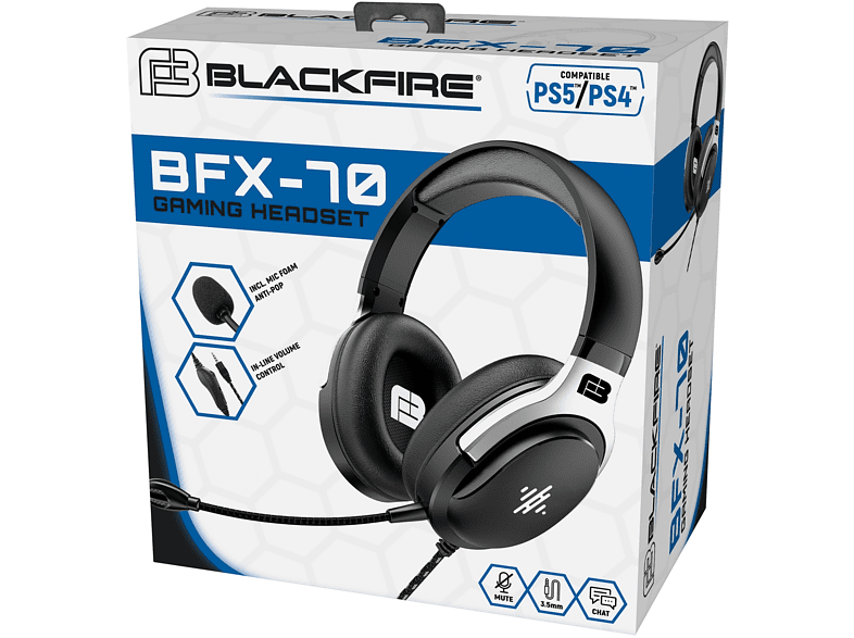 Auriculares gaming - Ardistel BLACKFIRE® Gaming Headset BFX-70, Para PS5™ y PS4™, No Bluetooth, Cable 1.2m, Negro
