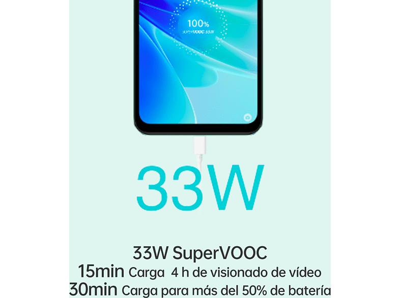 Móvil - OPPO A57s, Starry Black, 128 GB, 4 GB RAM, 6.56 HD+, MediaTek Helio G35, 5000 mAh, Android