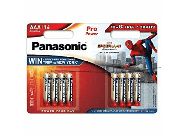 Pilas AAA - Panasonic Spider-Man, Alcalina, 10+6 unidades