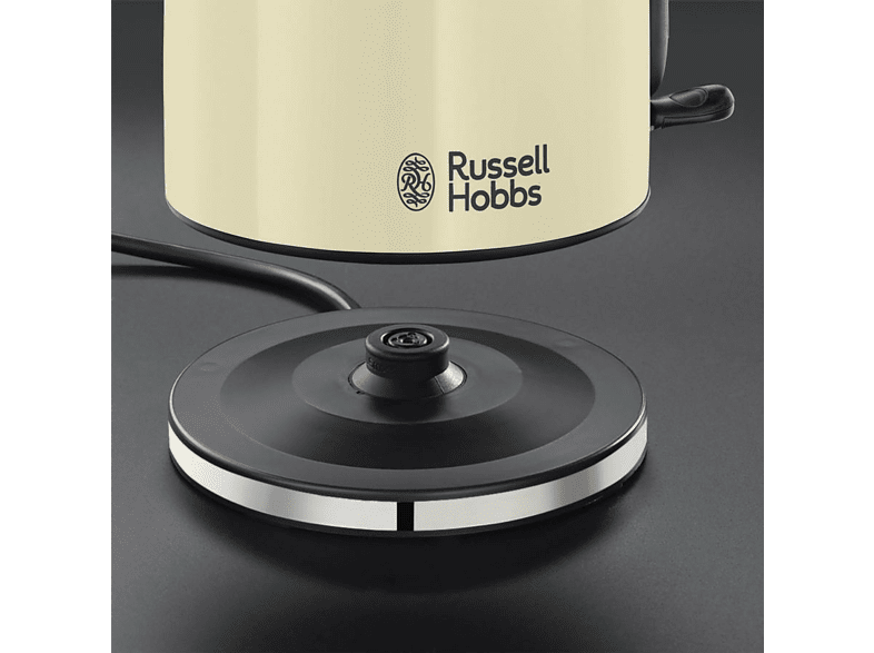 Hervidor de agua - Russell Hobbs Classic Cream Colours Plus+, 2400W, 1.7 L, Filtro lavable, Base