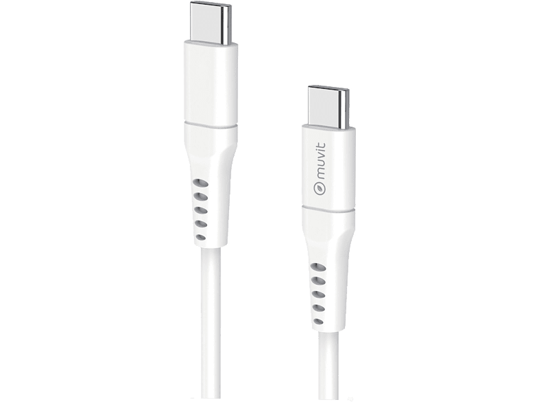 Cable - Muvit for Change, De USB-C a USB-C, 3A, 0.2 m, Blanco