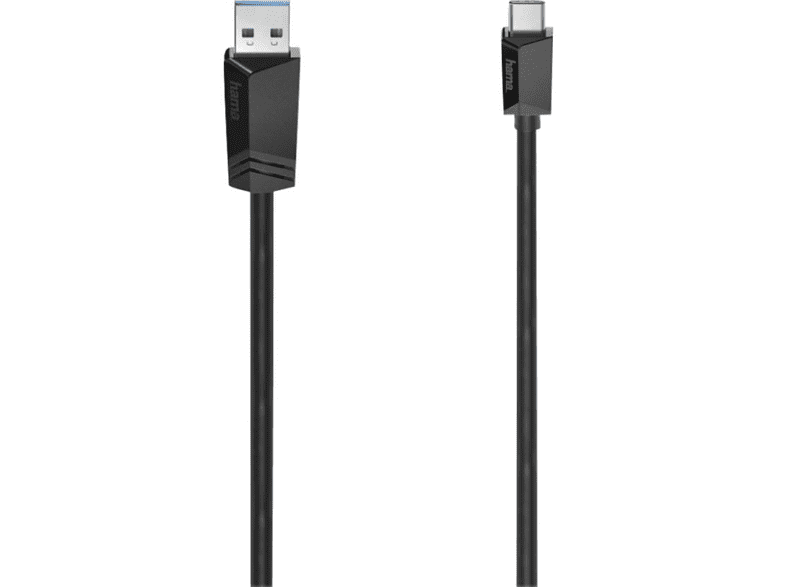 Cable USB - Hama 7200651, Para PC / portátil, Tipo C, 0.75 m, USB 3.2 gen.1, Negro