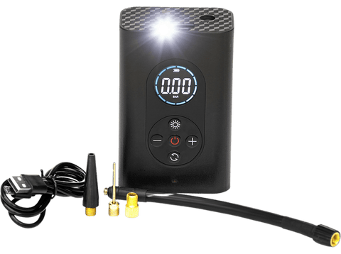 Inflador - Beetle Air Pump, Portátil, MicroUSB, 2000 mAh, Linterna LED, Negro