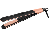 Plancha de pelo - Rowenta SF4620F0 Express Shine, Revestimiento de Papaya, Placas de cerámica, 8 temp., Hasta 210 °C, Liss & Curl, Negro y albaricoque