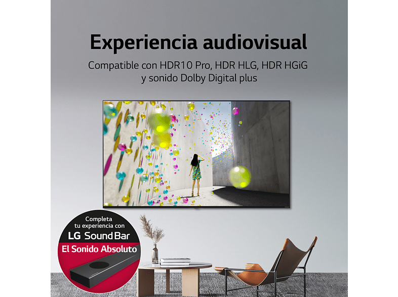 TV LED 55 - LG 55UQ81006LB, UHD 4K, Inteligente a5 Gen5 AI Processor 4K, Smart TV, DVB-T2, Negro