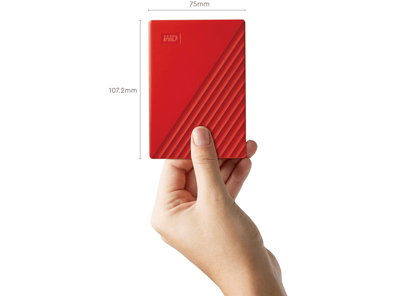 Disco duro portátil 4 TB - WD My Passport, Rojo, USB 3.2, seguridad mediante contraseña