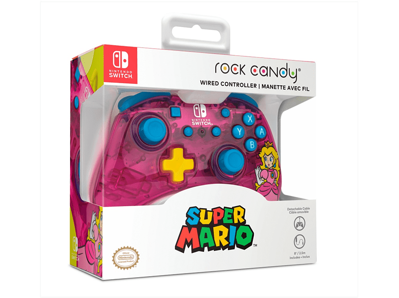 Mando - PDP Peach, Para Nintendo Switch, Cable Micro USB, Multicolor