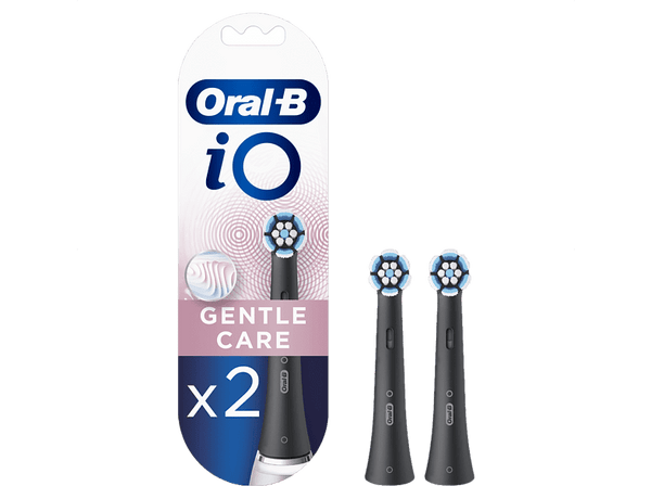 Recambio para cepillo dental - Oral-B iO Gentle Care, Pack De 2 Unidades, Negro