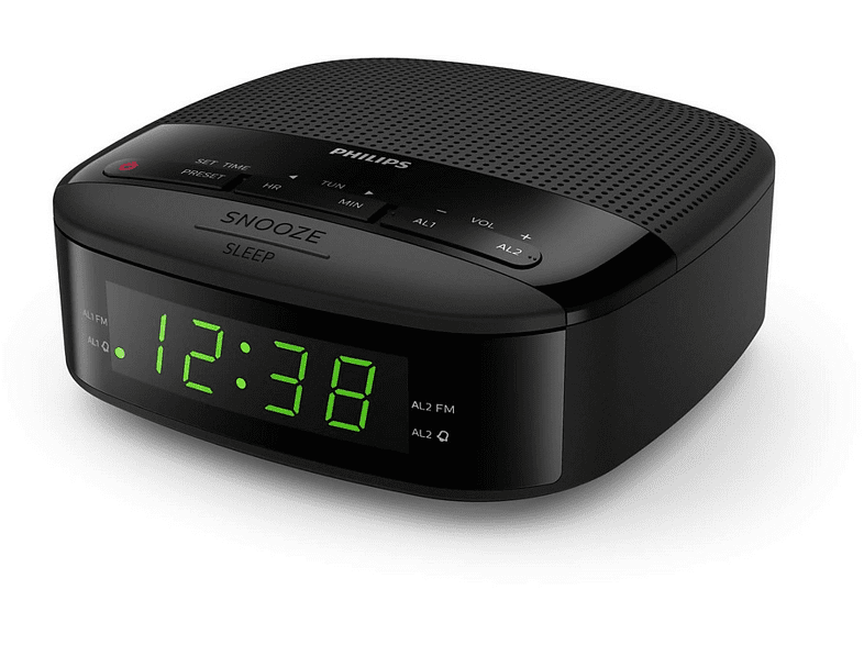 Radio despertador - Philips TAR3205, FM, Pantalla LED, Alarma Dual, Negro