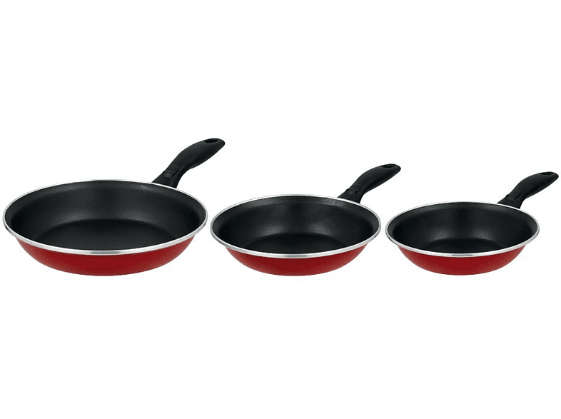 Set de sartenes - Vitrex Maison 3 sartenes, 18 -20 -24 cm, Antiadherente, Acero esmaltado, Rojo