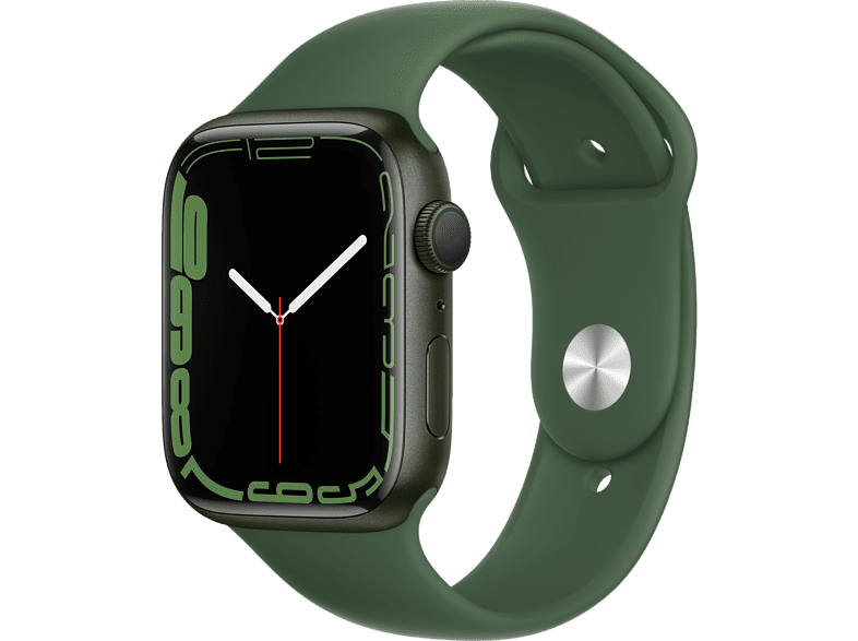 Apple Watch Series 7, GPS, 45 mm, Caja de aluminio Verde, Correa deportiva color Verde trébol