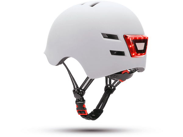 Casco - Youin LED, Para patinete eléctrico o bicicleta, Talla L, Luz trasera, Blanco