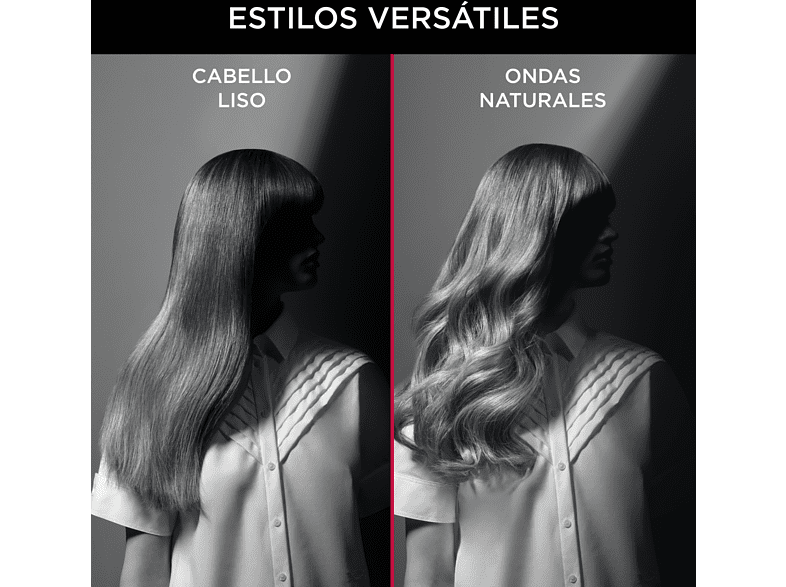 Plancha de pelo - Rowenta x Karl Lagerfeld Easyliss SF161LF0, 240 V, Revestimiento cerámico con turmalina, Monotemperatura 200 °C,  Negro y rojo