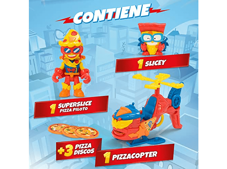 Figura - Magicbox Superthings Pizzacopter, Plástico, Dispara discos, Multicolor