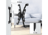Soporte TV - Hama Full Motion Ultraslim 00118064, Inclinable, De 37 a 75, 2 brazos, VESA 600 x 400 mm, Negro