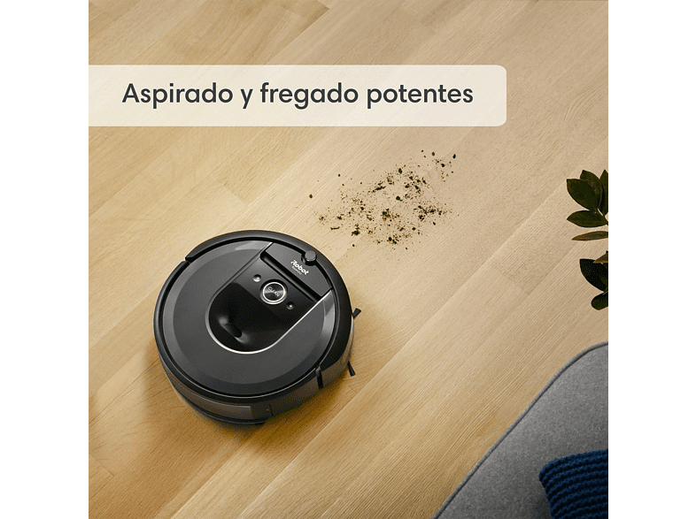 Robot aspirador - iRobot Roomba Combo i8, Robot aspirador y friegasuelos 2 en 1, 750W, 389 ml, 75 min, Negro