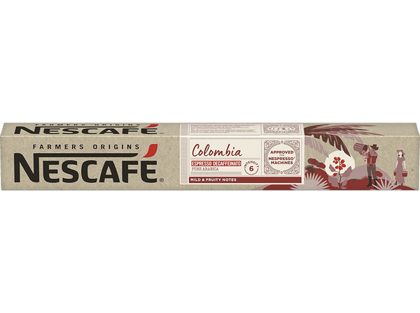 Cápsulas monodosis - Nescafé Espresso descafeinado, Colombia, Descafeinado, 10 cápsulas