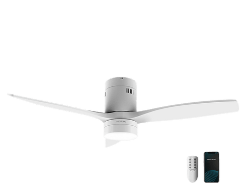 Ventilador de techo - Cecotec EnergySilence Aero 5600 White Aqua Connected, 40 W, 6, Winter-Summer, Temporizador, Mando a distancia, Wi-Fi, LED, White