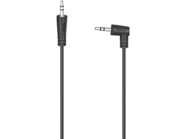 Cable audio - Hama 00200723, De Jack 3.5 mm a Jack 3,5-mm de 90°, 1.5 m, Negro