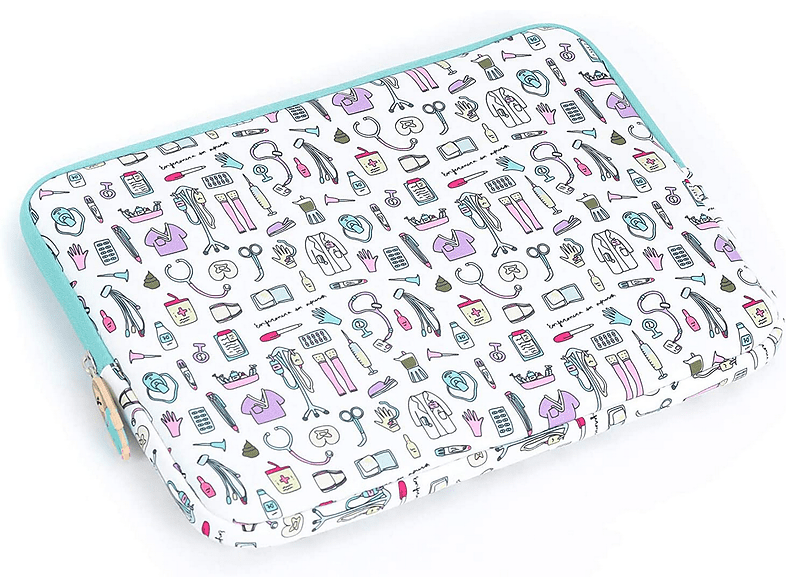 Funda - Wondee Enfermera en Apuros, Para tablet o portátil de 11, Cobertura total, Verde Aguamarina
