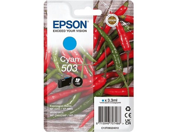 Cartucho de tinta - Epson 503 INK Cyan, Tamaño estándar, Hasta 165 páginas