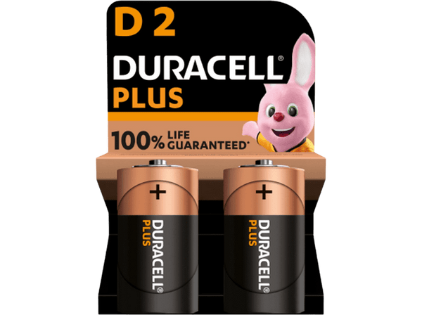 Pilas D - Duracell Plus D, 2 Unidades, 1.5 V LR20/ MN1300, Negro