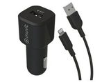 Cargador USB para coche - Muvit MCPAK0014, USB, Lightning, Apple, Negro