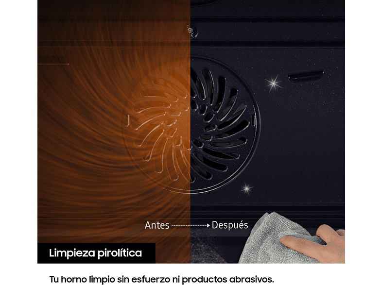 Horno - Samsung NV7B41301AS/U3, 76 l, Encastrable, Pirolítico, Acero Inoxidable