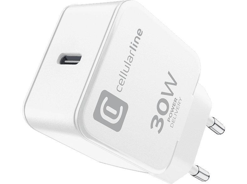 Cargador- CellularLine The one, USB-C, Para Apple 30 W, Blanco