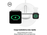 Cargador inalámbrico - Belkin 3 en 1 WIZ009VFWH, Para dispositivos Qi y MagSafe, Blanco