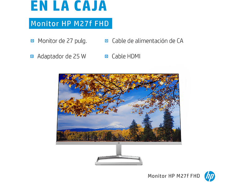 Monitor - HP M27F, 27, Full HD, 5 ms, 50/60 Hz, HDMI, VGA, Negro, Plata