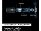 Aspirador escoba - Samsung VS15A6031R4/ES Sin cable, Multi Cyclone Jet 60, Digital Inverter, 150W, Autonomía 40 min, Teal Violet