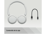 Auriculares inalámbricos - Sony WH-CH520, Bluetooth, 50 horas de autonomía, Carga rápida, 360 Audio, Conexión multipunto, Casco estilo diadema, Blanco